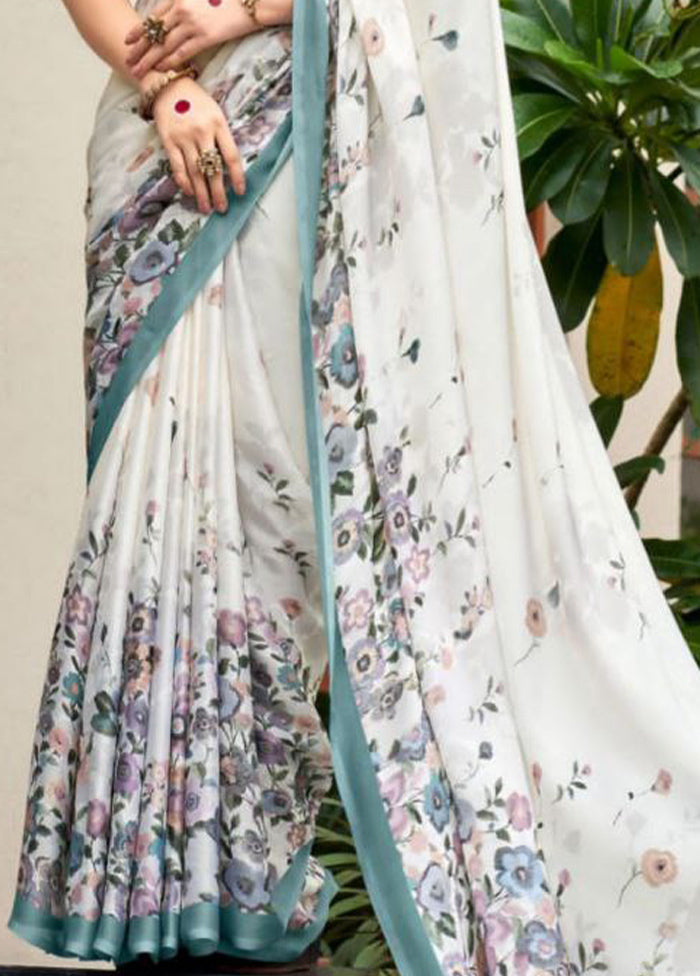 Off White Silk Saree With Blouse Piece - Indian Silk House Agencies