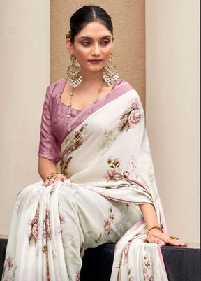 Off White Silk Saree With Blouse Piece - Indian Silk House Agencies