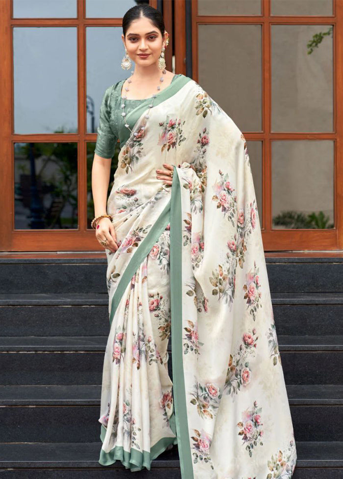 Off White Silk Saree With Blouse Piece - Indian Silk House Agencies