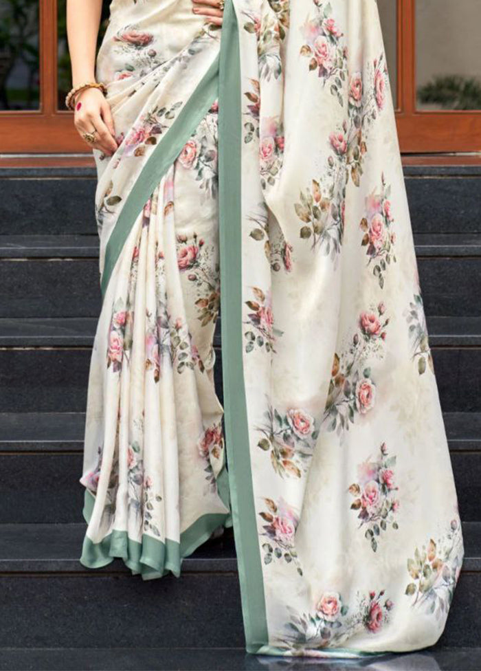 Off White Silk Saree With Blouse Piece - Indian Silk House Agencies