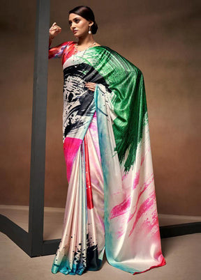 Multicolor Silk Saree With Blouse Piece - Indian Silk House Agencies