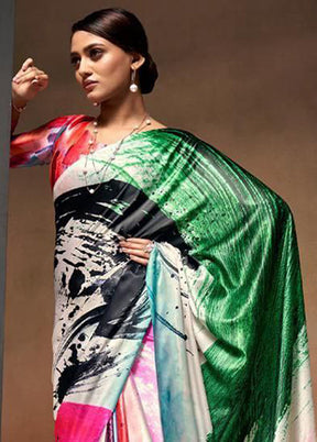 Multicolor Silk Saree With Blouse Piece - Indian Silk House Agencies