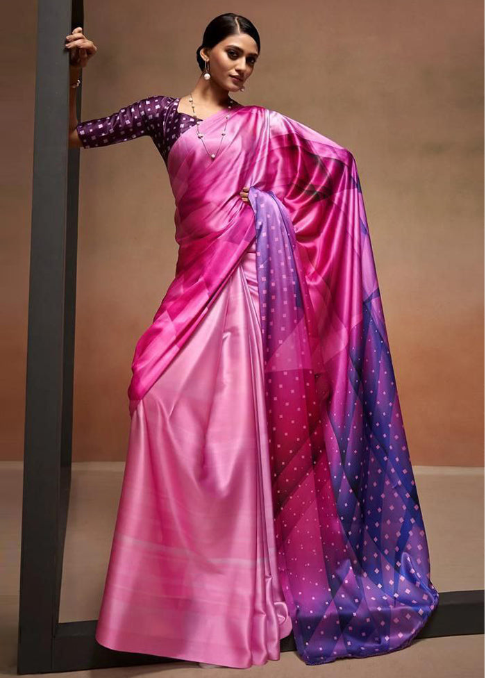 Pink Silk Saree With Blouse Piece - Indian Silk House Agencies