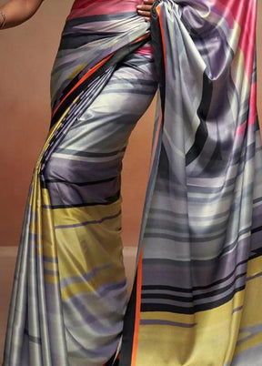 Grey Silk Saree With Blouse Piece - Indian Silk House Agencies