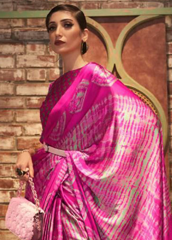 Pink Silk Saree With Blouse Piece - Indian Silk House Agencies