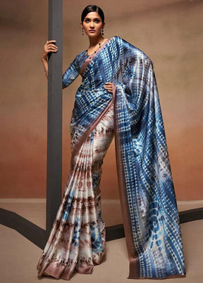 Blue Silk Saree With Blouse Piece - Indian Silk House Agencies