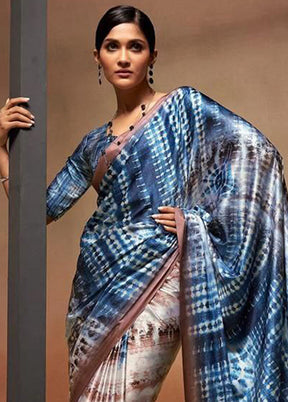 Blue Silk Saree With Blouse Piece - Indian Silk House Agencies