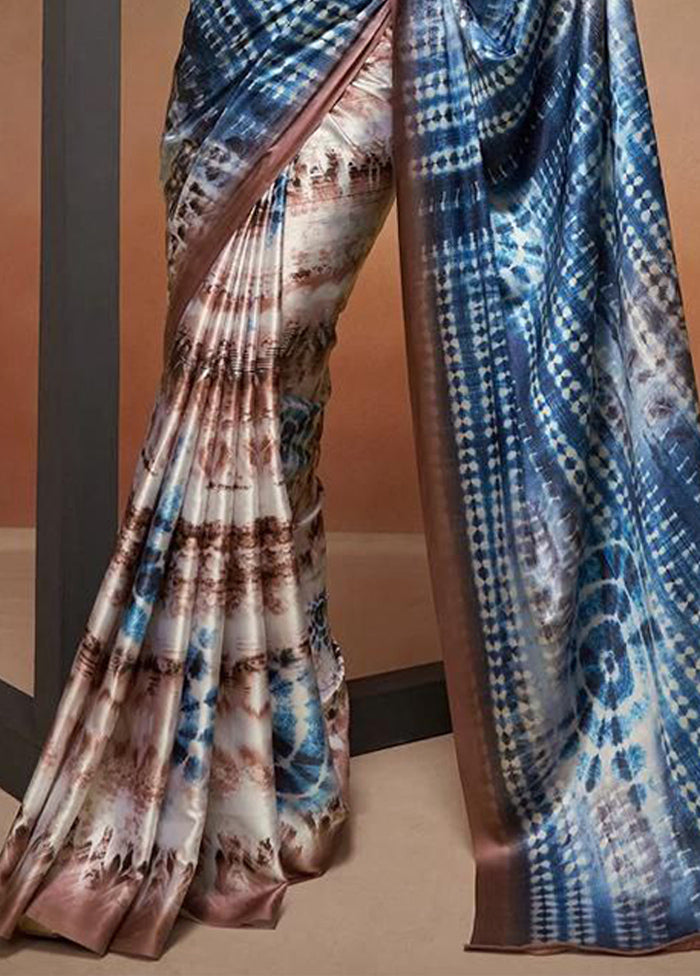 Blue Silk Saree With Blouse Piece - Indian Silk House Agencies