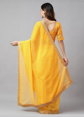 Yellow Georgette Saree With Blouse Piece - Indian Silk House Agencies