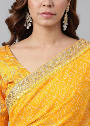 Yellow Georgette Saree With Blouse Piece - Indian Silk House Agencies