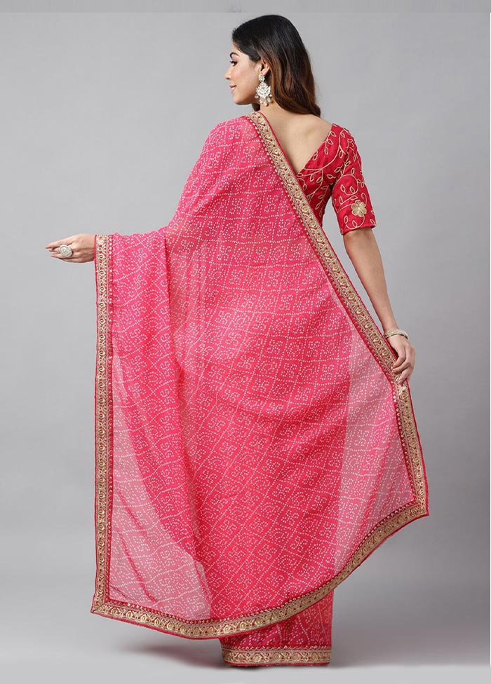 Pink Georgette Saree With Blouse Piece - Indian Silk House Agencies