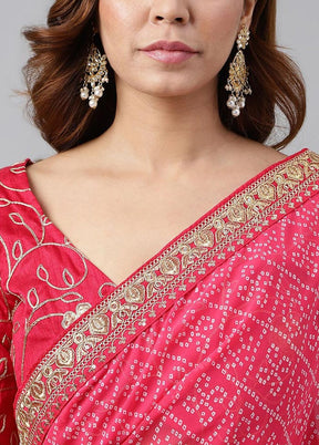 Pink Georgette Saree With Blouse Piece - Indian Silk House Agencies