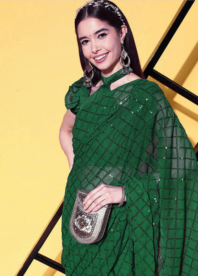 Green Georgette Saree With Blouse Piece - Indian Silk House Agencies