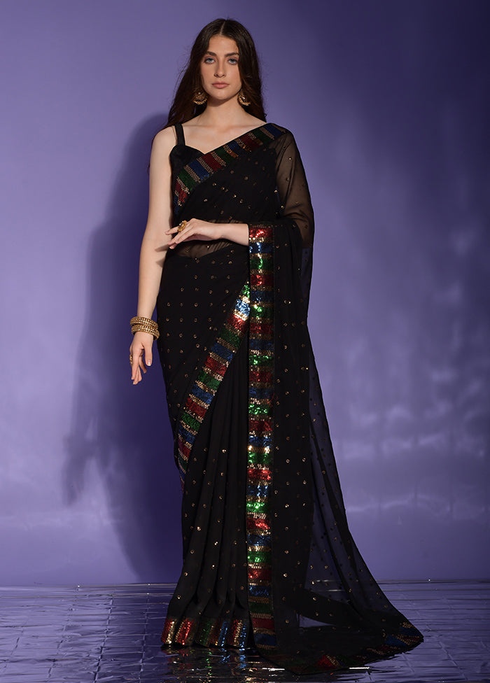 Black Georgette Saree With Blouse Piece - Indian Silk House Agencies