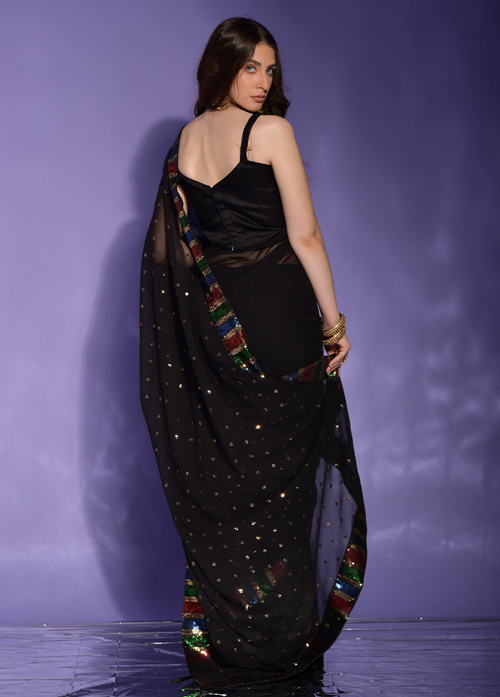 Black Georgette Saree With Blouse Piece - Indian Silk House Agencies