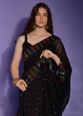 Black Georgette Saree With Blouse Piece - Indian Silk House Agencies