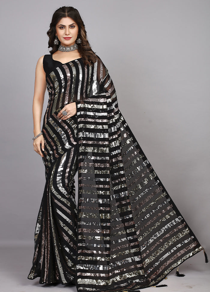 Black Georgette Saree With Blouse Piece - Indian Silk House Agencies