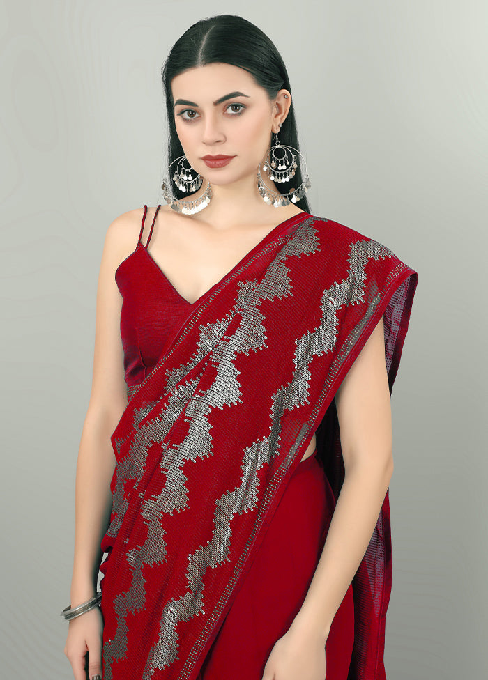 Red Georgette Saree With Blouse Piece - Indian Silk House Agencies