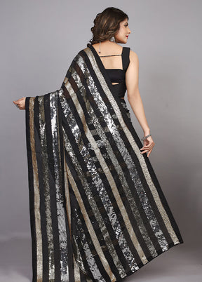 Black Georgette Saree With Blouse Piece - Indian Silk House Agencies