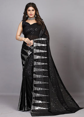 Black Georgette Saree With Blouse Piece - Indian Silk House Agencies