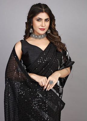 Black Georgette Saree With Blouse Piece - Indian Silk House Agencies