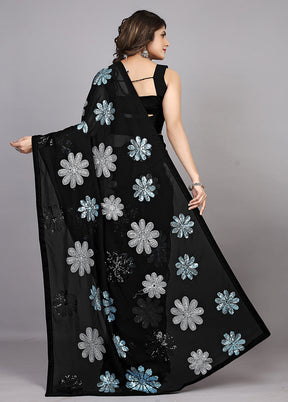 Black Georgette Saree With Blouse Piece - Indian Silk House Agencies