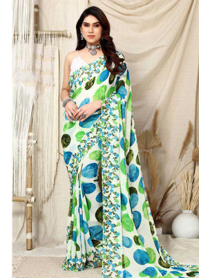 Green Georgette Saree With Blouse Piece - Indian Silk House Agencies