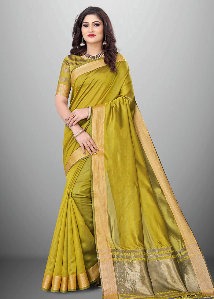 Mehendi Cotton Saree With Blouse Piece - Indian Silk House Agencies