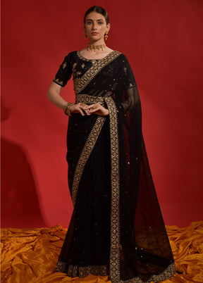 Black Georgette Saree With Blouse Piece - Indian Silk House Agencies