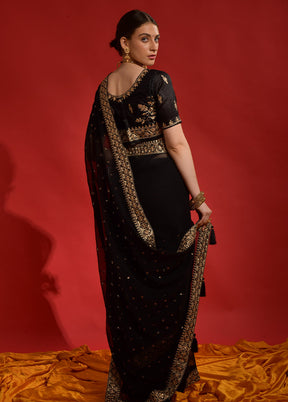 Black Georgette Saree With Blouse Piece - Indian Silk House Agencies