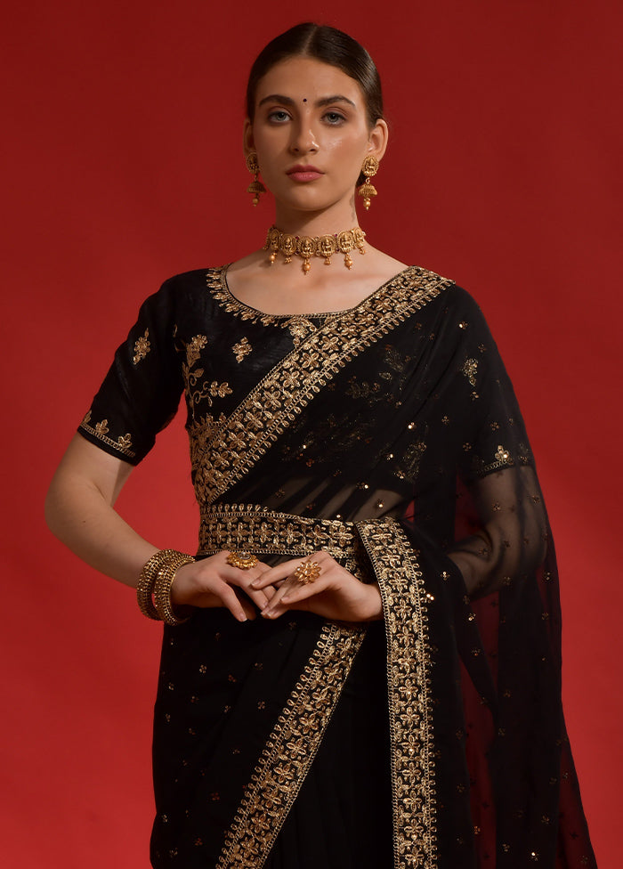 Black Georgette Saree With Blouse Piece - Indian Silk House Agencies