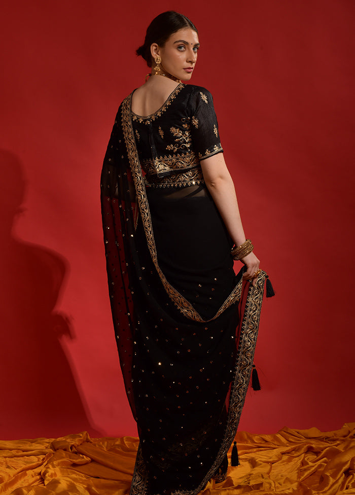 Black Georgette Saree With Blouse Piece - Indian Silk House Agencies