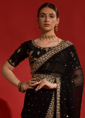 Black Georgette Saree With Blouse Piece - Indian Silk House Agencies