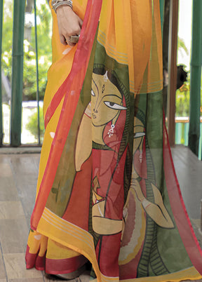 Yellow Silk Saree With Blouse Piece - Indian Silk House Agencies