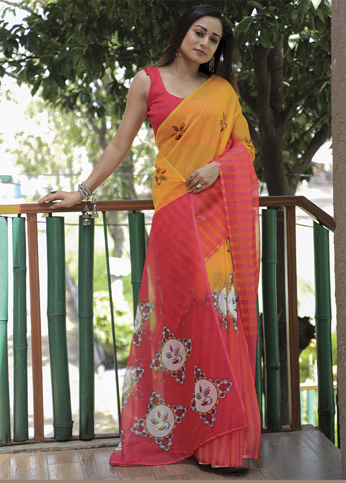 Yellow Silk Saree With Blouse Piece - Indian Silk House Agencies