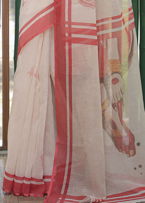 White Silk Saree With Blouse Piece - Indian Silk House Agencies