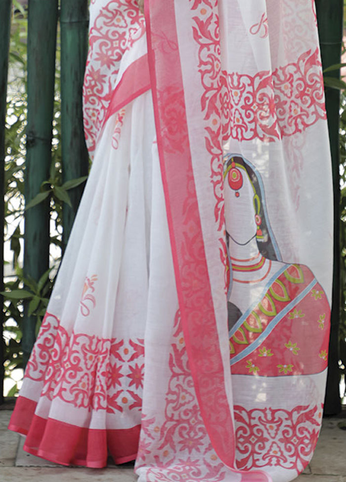 White Silk Saree With Blouse Piece - Indian Silk House Agencies