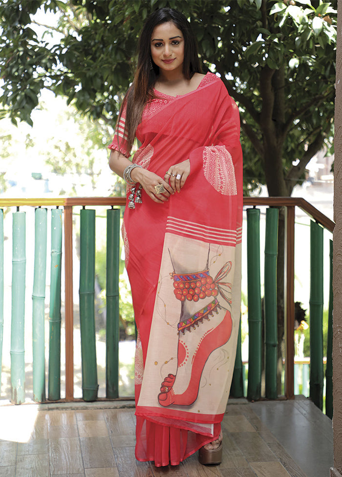 Pink Silk Saree With Blouse Piece - Indian Silk House Agencies