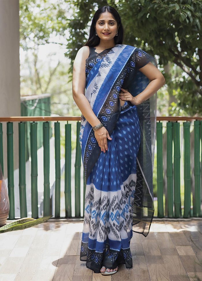 Blue Silk Saree With Blouse Piece - Indian Silk House Agencies