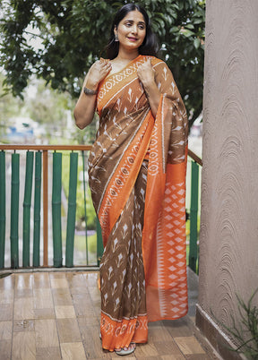 Brown Silk Saree With Blouse Piece - Indian Silk House Agencies