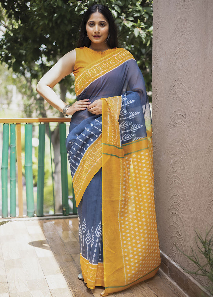 Blue Silk Saree With Blouse Piece - Indian Silk House Agencies