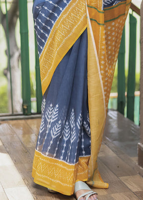 Blue Silk Saree With Blouse Piece - Indian Silk House Agencies