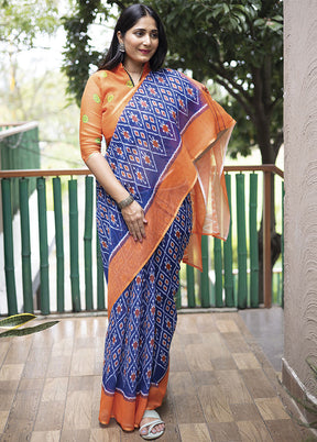 Blue Silk Saree With Blouse Piece - Indian Silk House Agencies