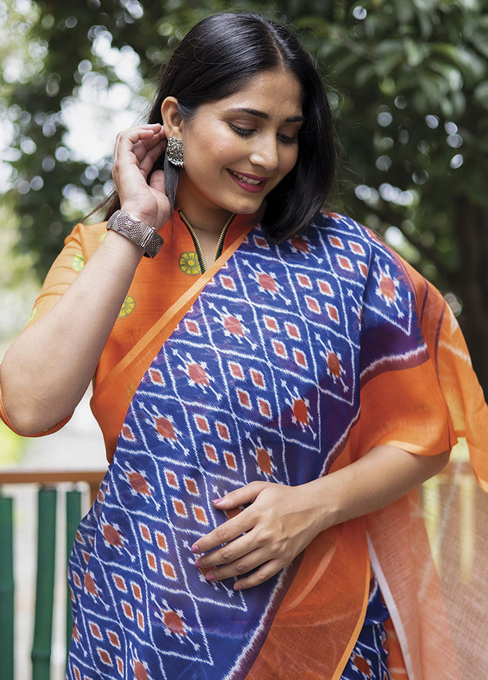 Blue Silk Saree With Blouse Piece - Indian Silk House Agencies