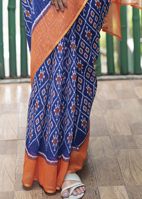 Blue Silk Saree With Blouse Piece - Indian Silk House Agencies