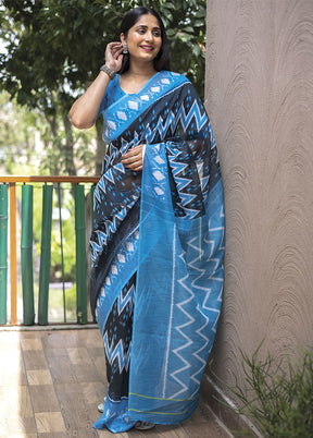 Blue Silk Saree With Blouse Piece - Indian Silk House Agencies