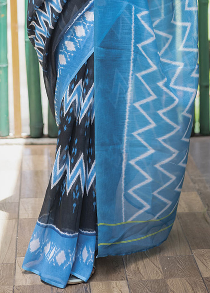 Blue Silk Saree With Blouse Piece - Indian Silk House Agencies