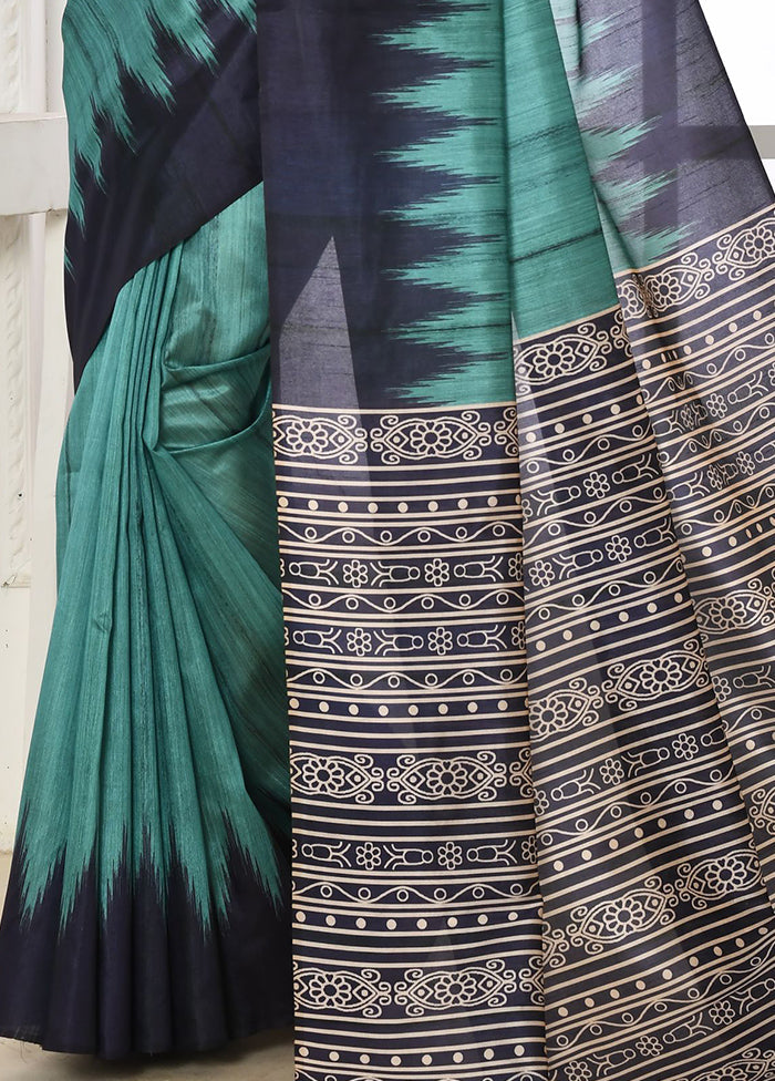 Blue Dupion Silk Saree With Blouse Piece - Indian Silk House Agencies