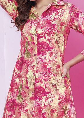 2 Pc Pink Readymade Rayon Kurti Set - Indian Silk House Agencies