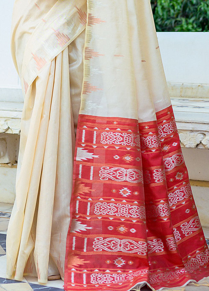 White Dupion Silk Saree With Blouse Piece - Indian Silk House Agencies